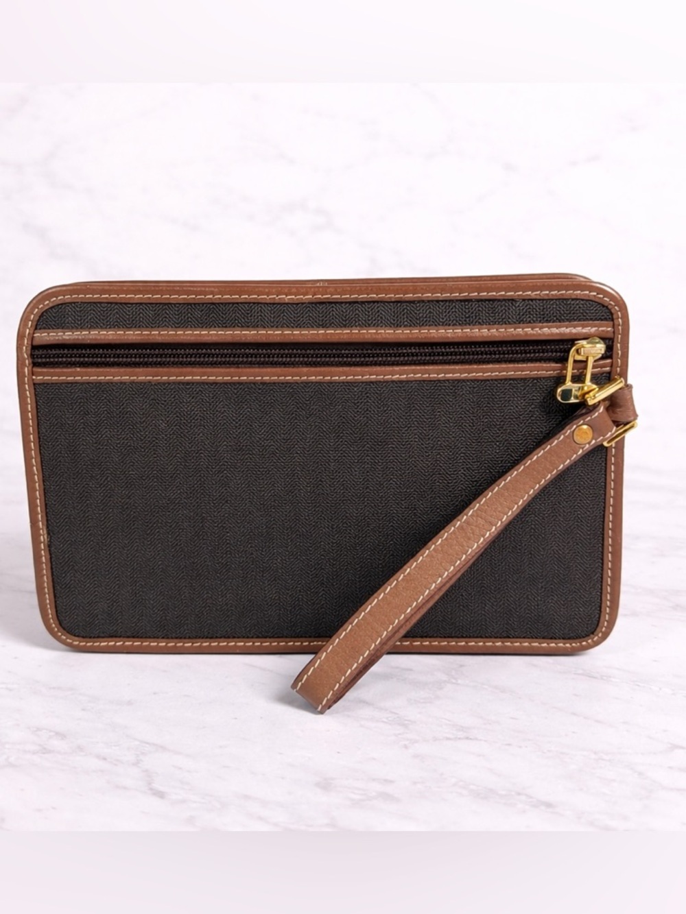 Dunhill London Clutch Travel Bag Brown Leather - Picture 5 of 5